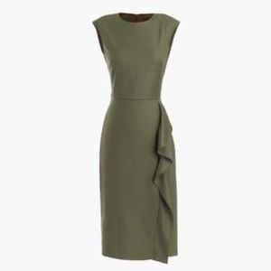 J. Crew Ruffled sheath dress in Super 120s wool